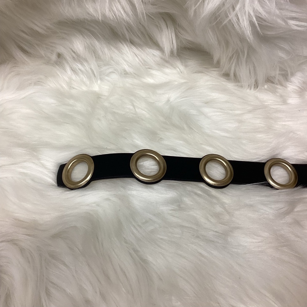 BCBG Black Belt with Gold/Brass Rings - Large - New with Tag - Picture 3 of 5
